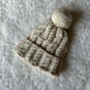 Winter Cable Knotted Pom Pom Beanie